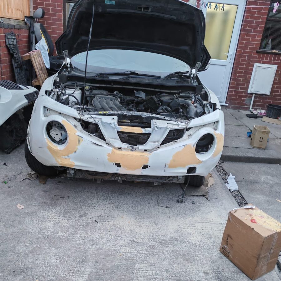 Front panel prepped and primed, ready for paint